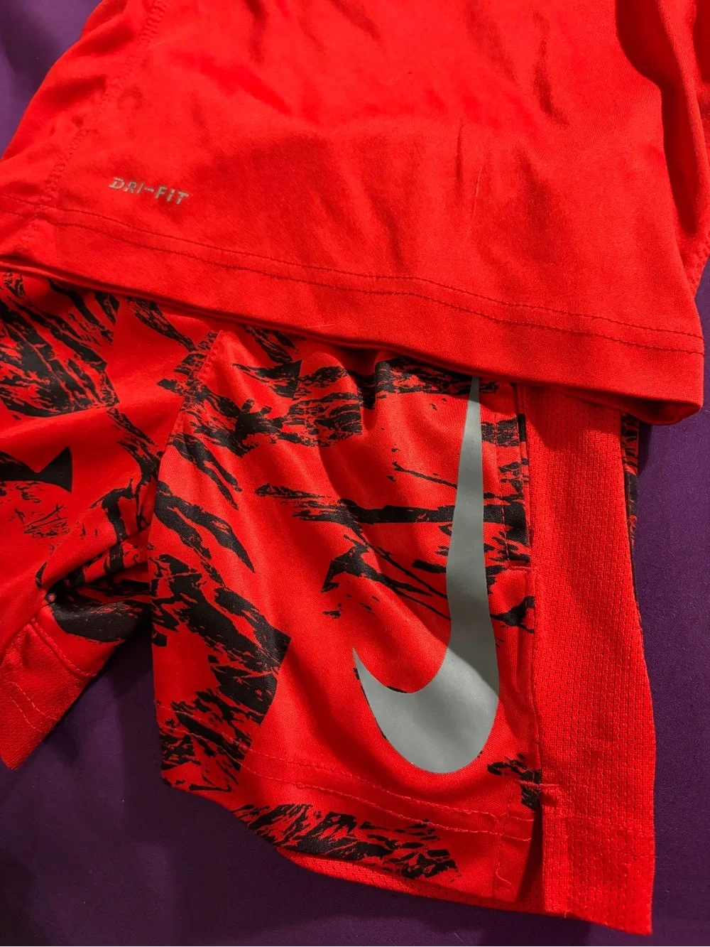 Nike Red and Black Youth Dri-FIT Tee & Printed Shorts Set - Picture 5 of 7